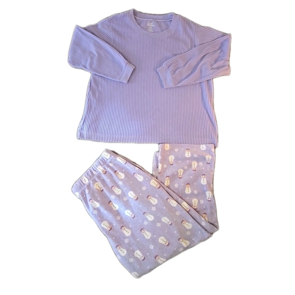 Croft & Barrow Pajama Set Women's PXXL 2pc‎ Purple Snowman Lounge Top & Bottom